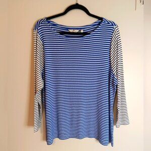 Vineyard Vines Striped Sankaty Boat Neck Top in Stripe Blue/White  Sz 2 XL